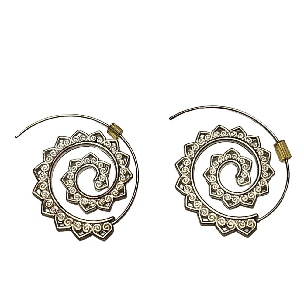 Vintage Boho Silver Gold Tone Disc Beaded Dangle Drop Earrings Fashion Jewelry